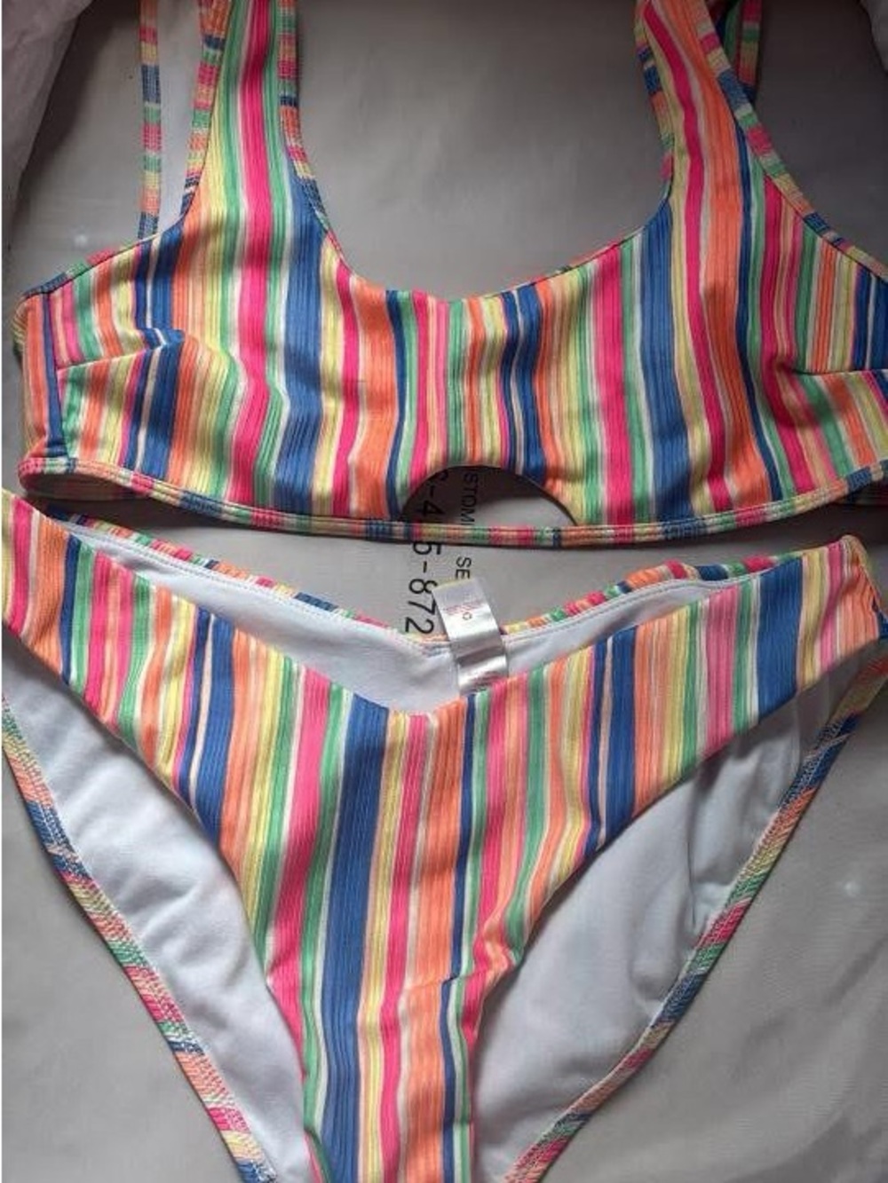 wonder nation Multicolor Rainbow Stripe Bikini Set